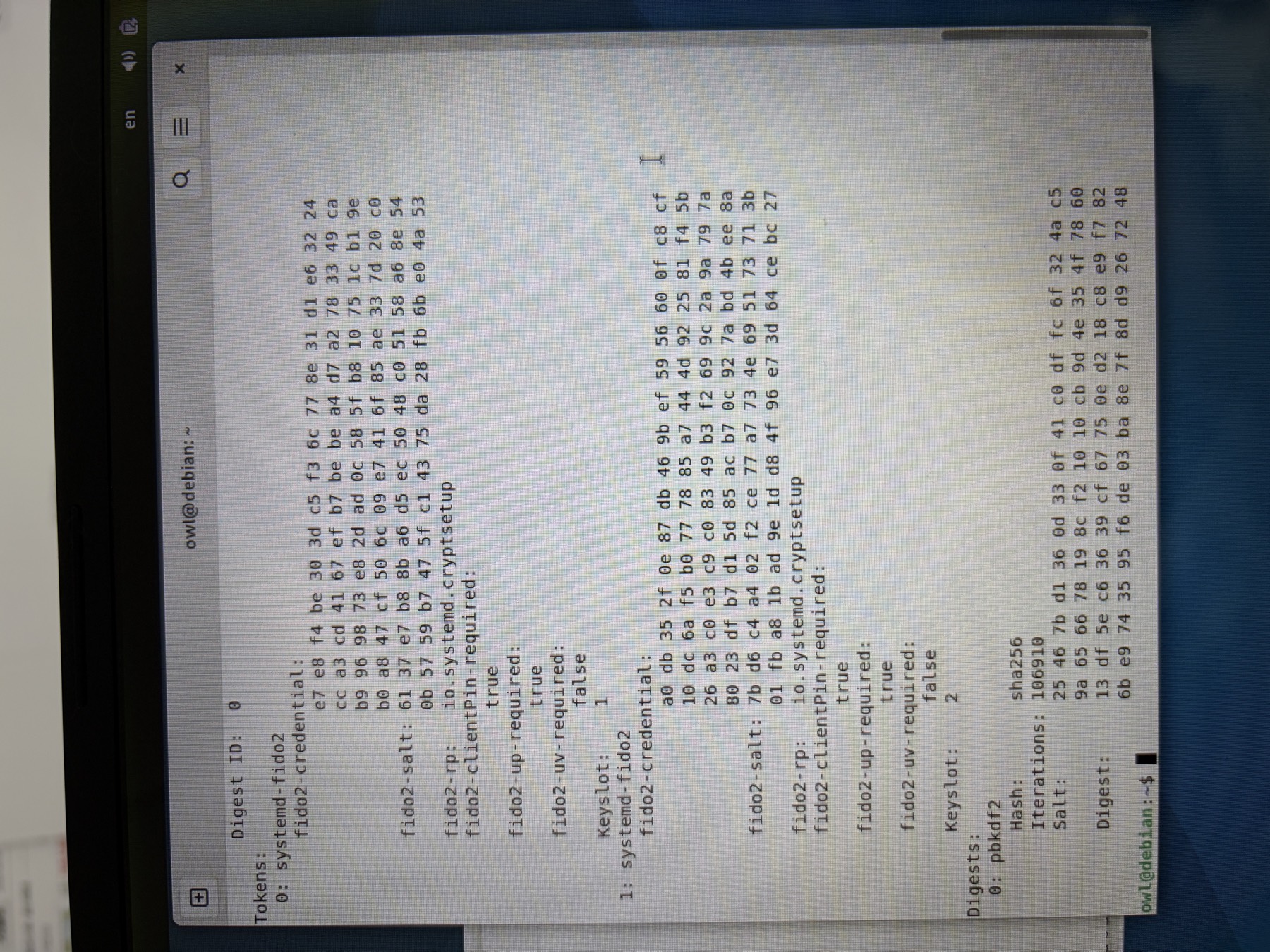 systemd-fido2 토큰과 credential 정보가 담긴 LUKS 헤더 덤프