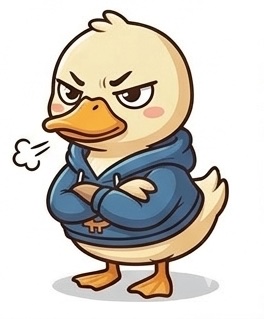 팔짱 끼고 콧김 뿜는 오리 캐릭터